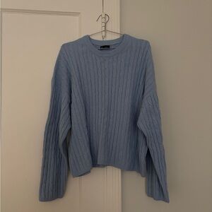 Gap Light Blue Cable Knit Crewneck Sweater (CashSoft)